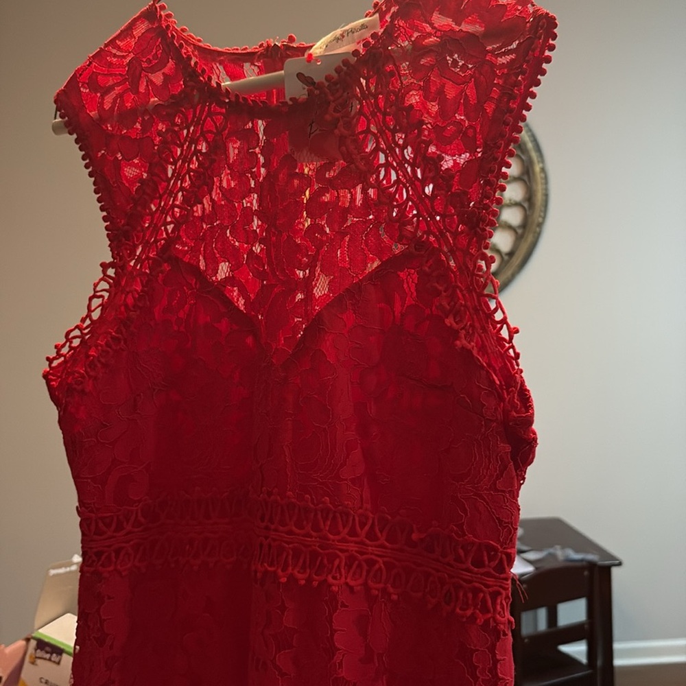 Elegant Red Lace Dress